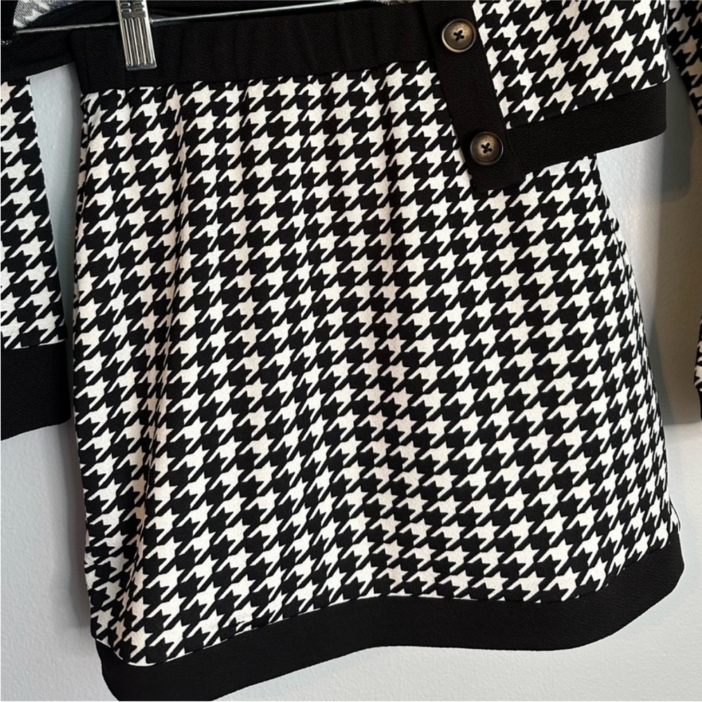 SHEIN Houndstooth 2pc Knit Mini Skirt Set- Black & White - Picture 4 of 5